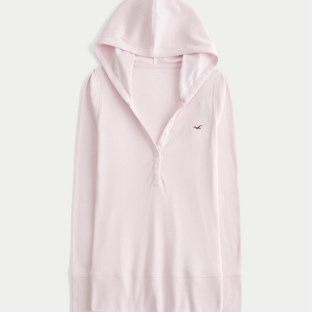 Hollister Light Pink Hooded Henley